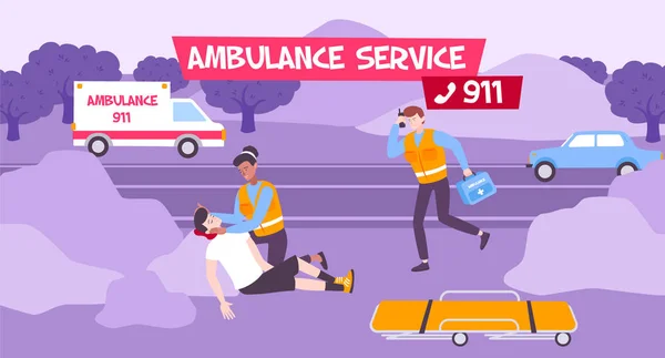 Illustrazione vettoriale del servizio di ambulanza — Vettoriale Stock