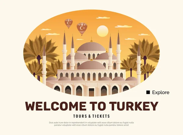 Turquía cartel de viaje — Vector de stock