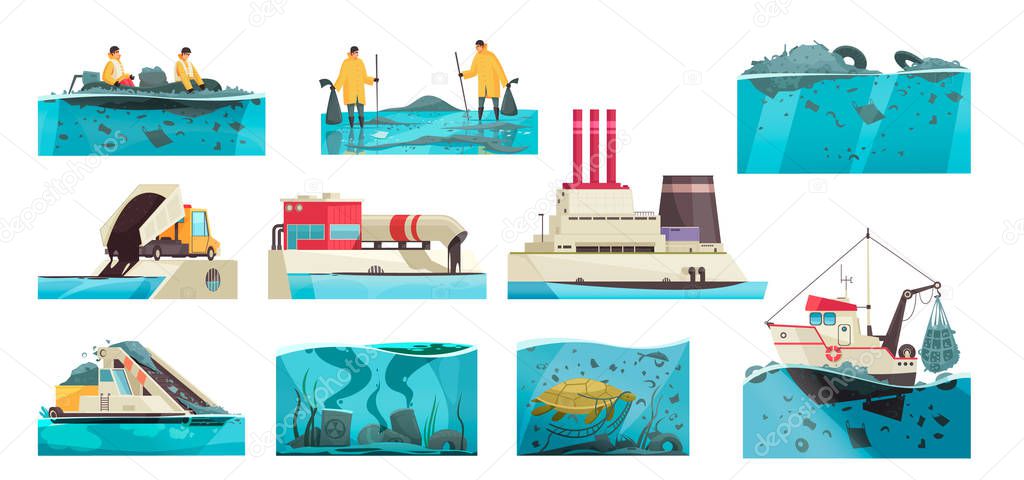 Water Pollution Icon Set