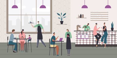 Kafe İç Düz Kompozisyonu