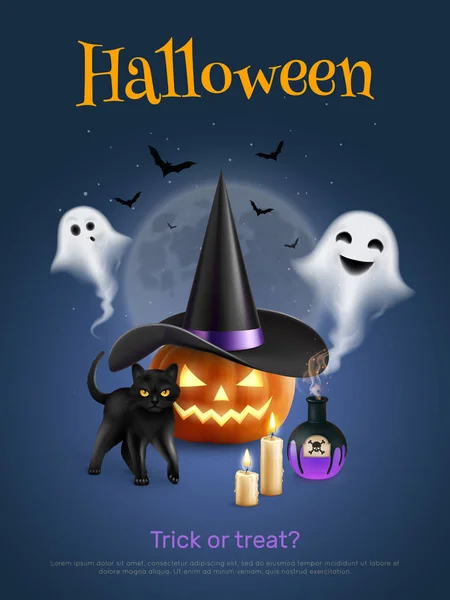 Halloween Realistic Poster — Stock Vector