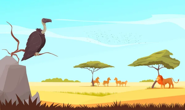 Safari Wild Animation Плоский состав — стоковый вектор