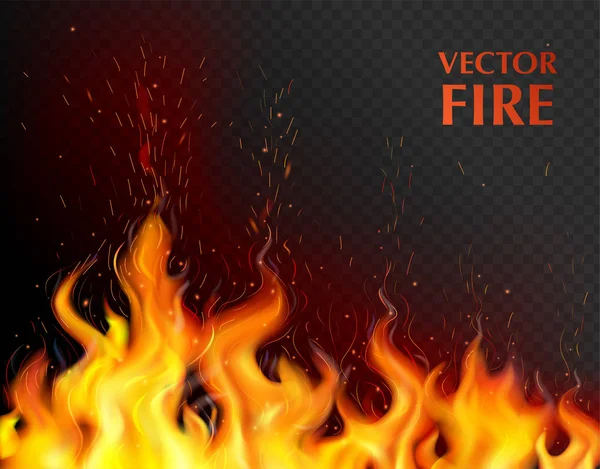 Realistico fuoco fiamma sfondo — Vettoriale Stock