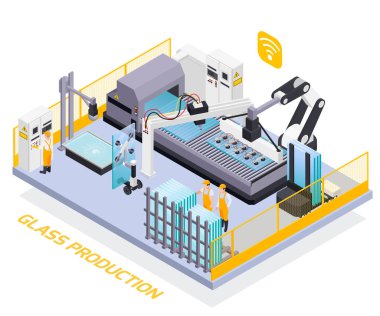 Cam Fabrikası Makineleri Isometric Bileşimi