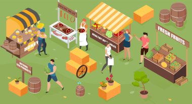 Isometric Farm Market Composition