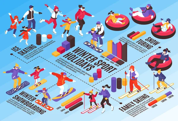 Komposisi Infografis Olahraga Musim Dingin - Stok Vektor