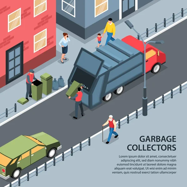 Ιστορικό συλλεκτών σκουπιδιών δρόμου — Διανυσματικό Αρχείο