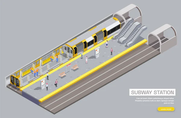 Ilustración isométrica del metro — Vector de stock