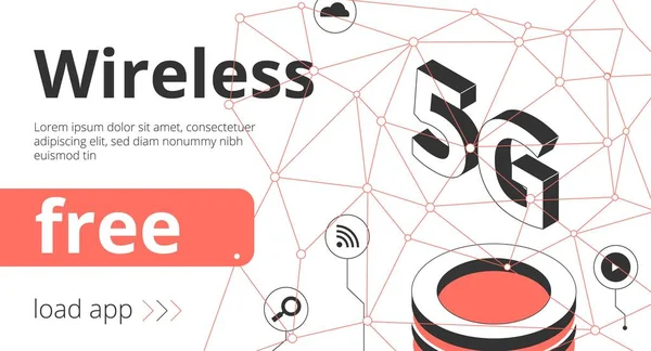 Bandiera app wireless 5G — Vettoriale Stock
