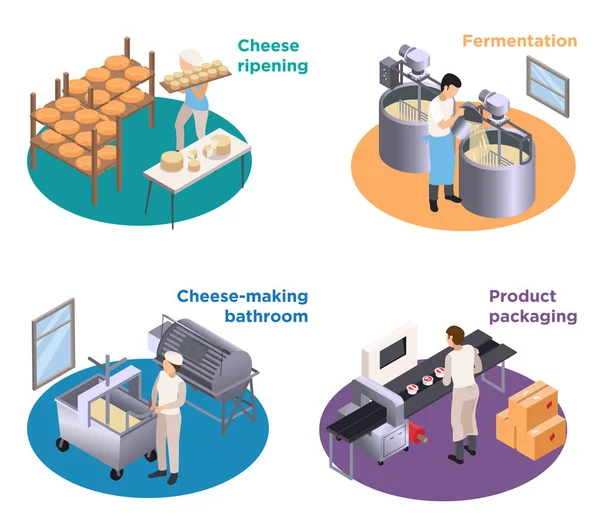 Dairy Production Isometric Concept — Stock Vector