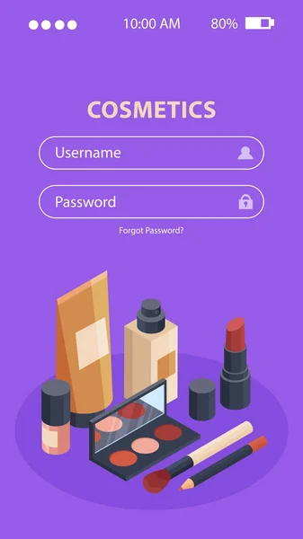 Aplicación móvil de cosméticos — Archivo Imágenes Vectoriales