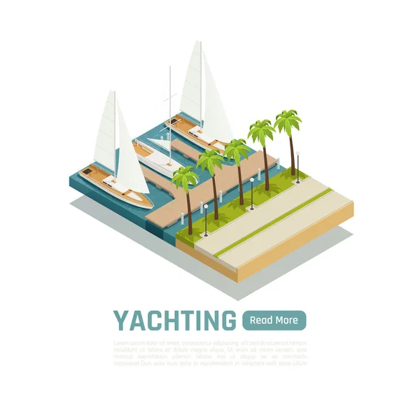 Yachting Isometric concept coloré — Image vectorielle