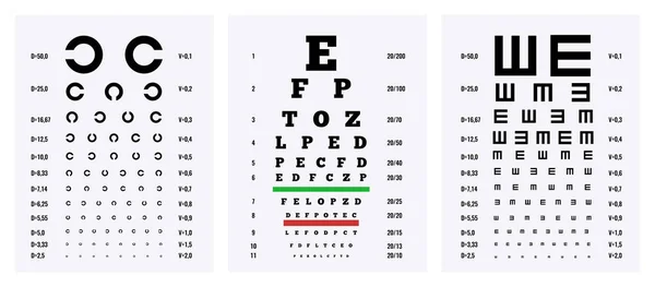 Набір тестових діаграм очей — стоковий вектор