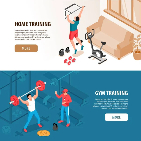 Isometric Fitness Sport Banners — стоковий вектор