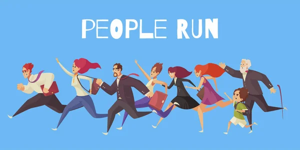 Les gens courent fond bleu — Image vectorielle