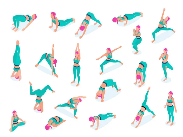 Fitness Yoga Femeie Set — Vector de stoc