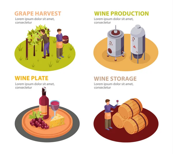 Wine Production Concept Icons Set — Stock Vector