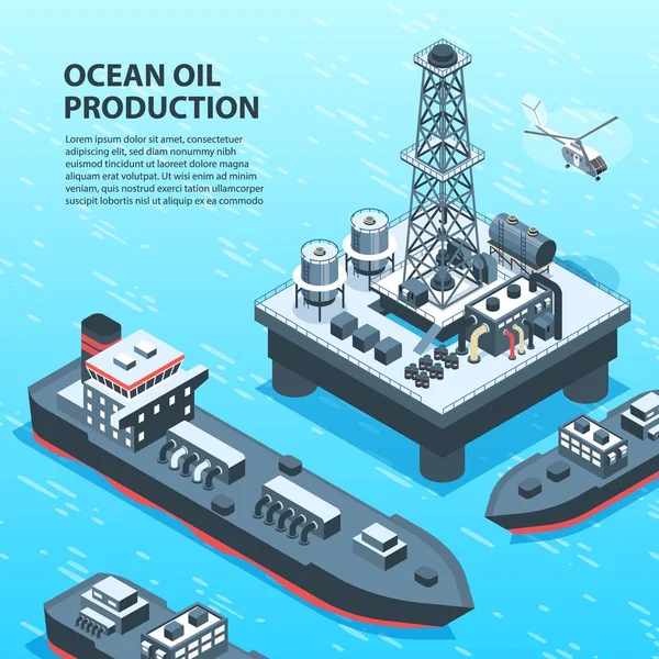 Fondo de producción de petróleo en alta mar — Vector de stock
