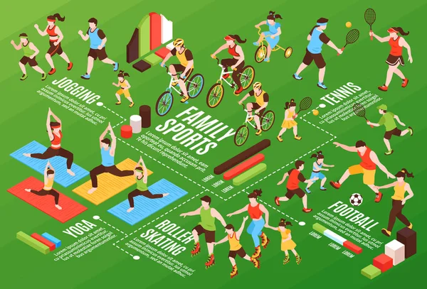 Diagrama de flujo de fitness familiar — Vector de stock