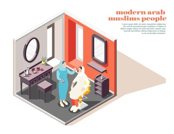 Moderne moslims Isometrische samenstelling — Stockvector