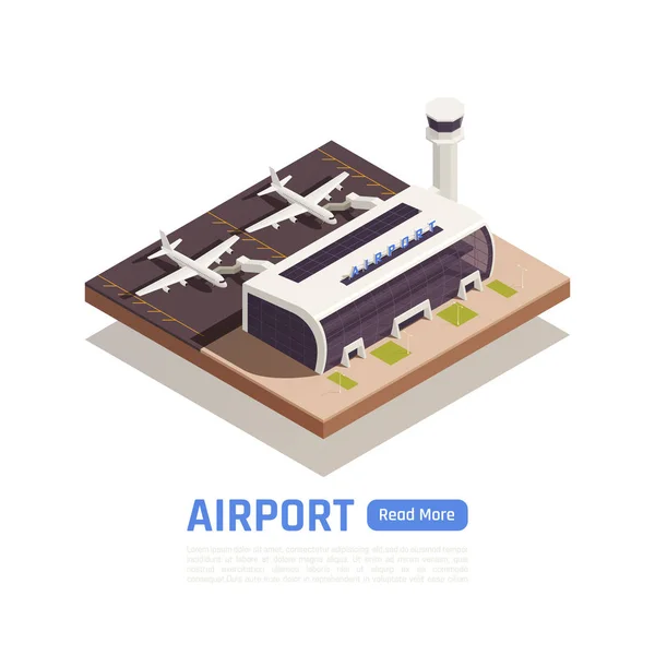 Isometric Terminal Airport Background — Stock Vector