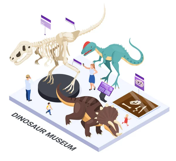 Composición del Museo Moderno de Dinosaurios — Archivo Imágenes Vectoriales