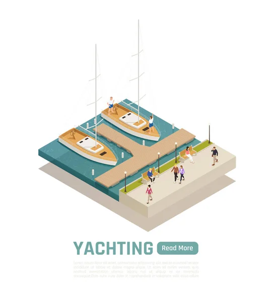 Gekleurde Isometrische Yachting Samenstelling — Stockvector