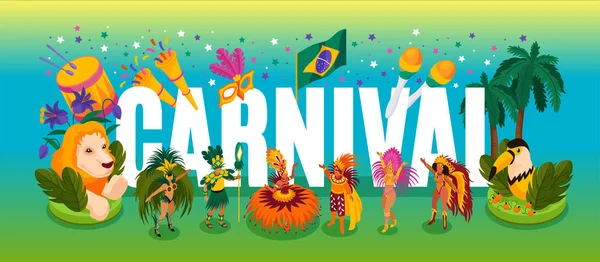 Conceito de Carnaval de Dança Brasileira — Vetor de Stock
