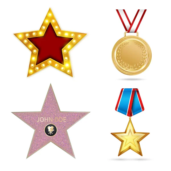 Realistico Star Awards Set — Vettoriale Stock