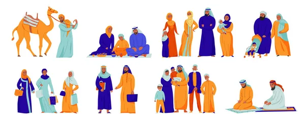 Ensemble isolé d'icônes arabes — Image vectorielle
