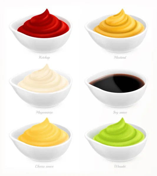 Set de iconos realistas de salsa — Vector de stock