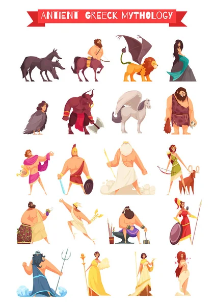 Greek Gods Mythical Creatures Set — Stock Vector