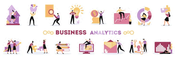 Business Analytics Flat Set — Stock vektor