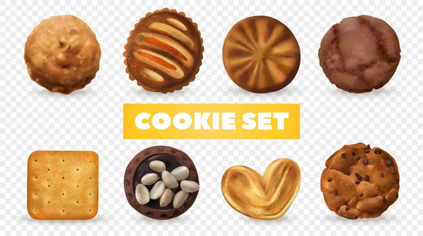 Realistische Cookies transparentes Set — Stockvektor