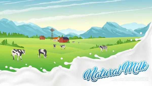 Plakat z pluskiem mleka wiejskiego — Wektor stockowy