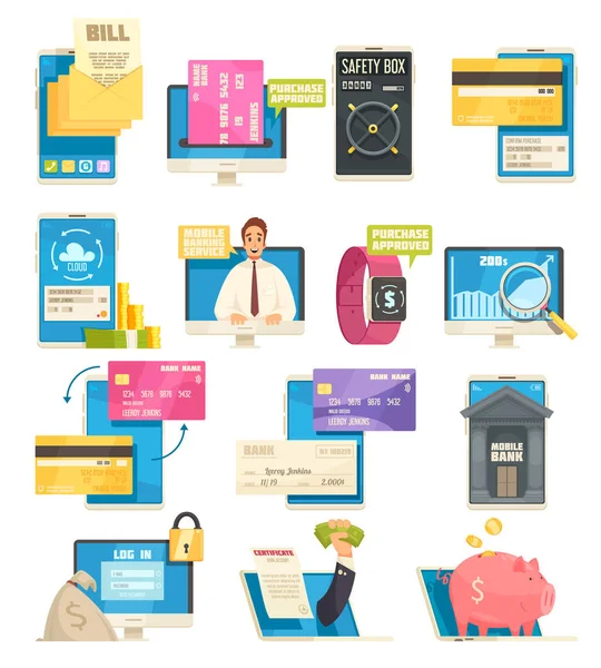 Online Bankacılık Icons set — Stok Vektör
