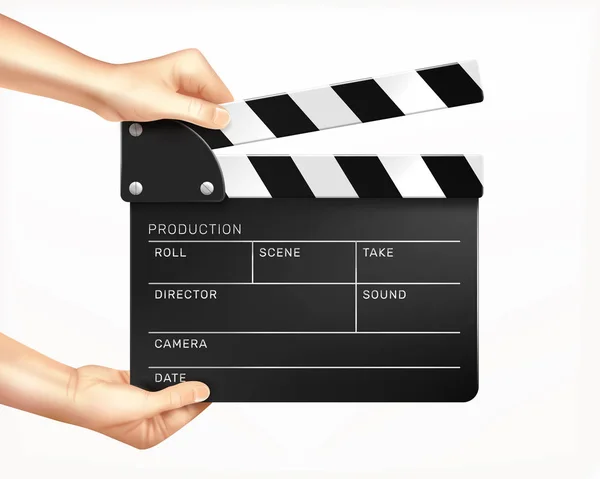 Cinema Clapper Realistic Composition — Stock Vector