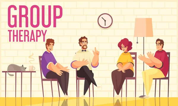 Psychotherapy Group Session Composition — Stock Vector