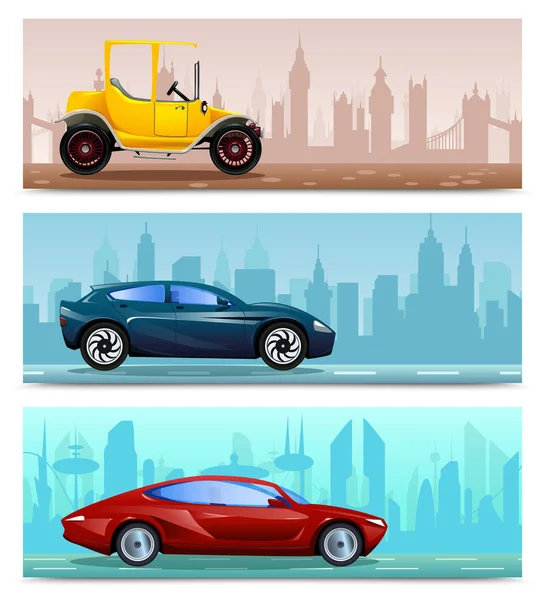 Auto Evolutie Banner Set — Stockvector