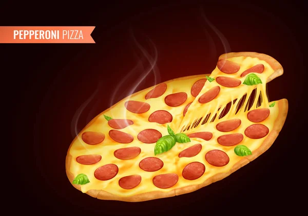 Composição realista quente da pizza —  Vetores de Stock