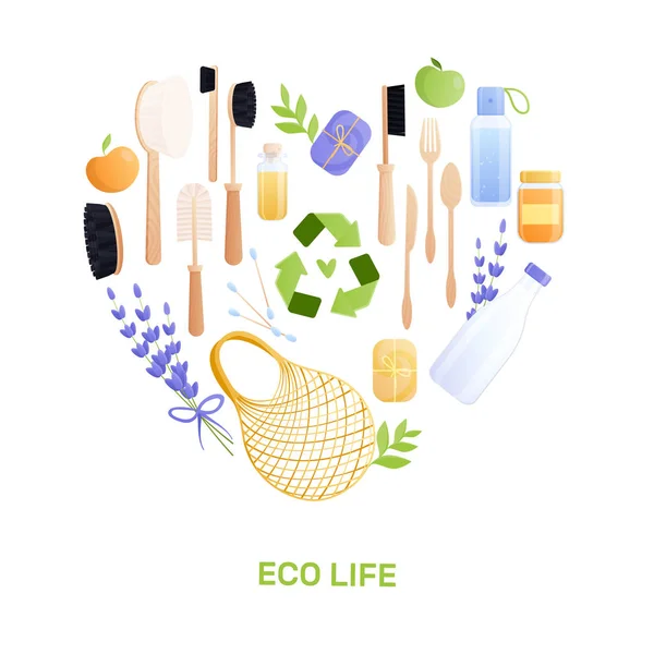 Eco Life Flat Composition — Stock Vector