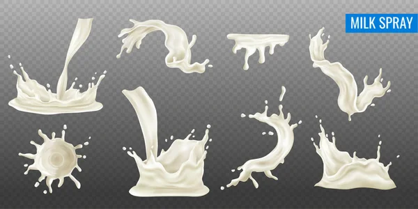 Milk Splash Transparent Set — Stock Vector