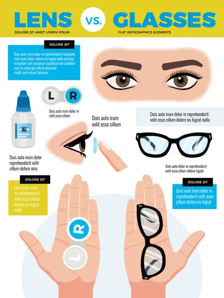 Lencse vs szemüveg Háttér — Stock Vector