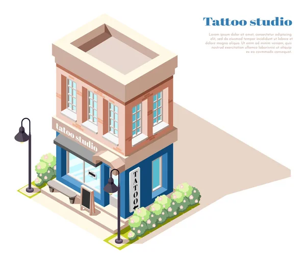 Tattoo Studio等距构图 — 图库矢量图片