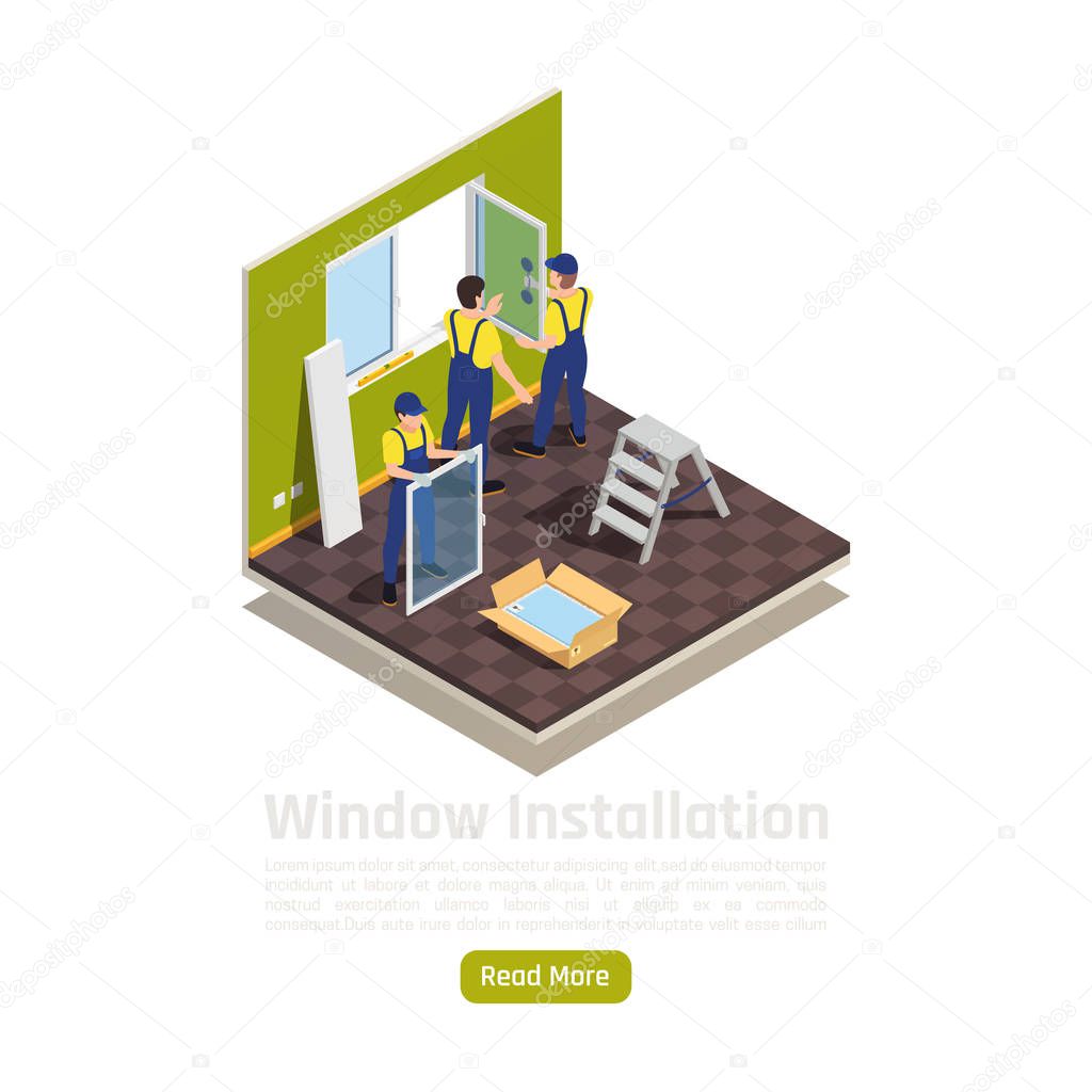Windows Installation Isometric Composition 