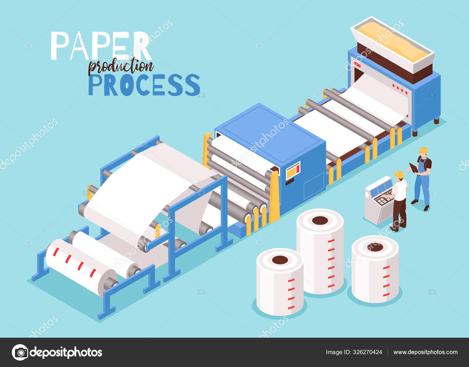 Paper Production Isometric Composition Stock Vector Image by
