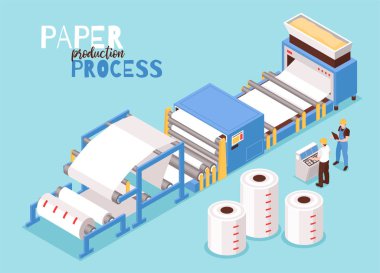 Paper Production Isometric Composition clipart