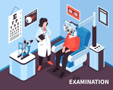 Isometric Ophthalmologist Ofis Kompozisyonu