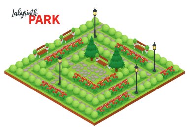 Labirent Isometric Park Kompozisyonu