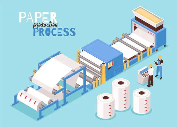 Ισομετρική σύνθεση παραγωγής χαρτιού — Διανυσματικό Αρχείο